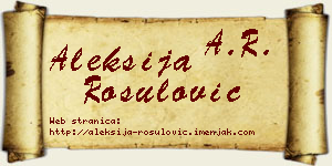 Aleksija Rošulović vizit kartica